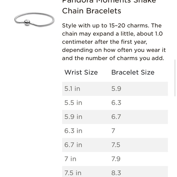Pandora snake chain bracelet with 3 charms. New. - Picture 5 of 13